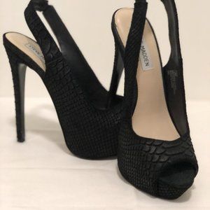 Steve Madden Black 6" Sling Back Platform Sandals